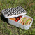 Lunch Box Food Container Snack Picnic Authentic Wood Strap Cutlery Black Stars