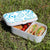 Lunch Box Food Container Snack Authentic Wood Strap Cutlery Blue Easter Eggs