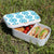 Lunch Box Food Container Picnic Authentic Wood Strap Cutlery Blue Snowflakes