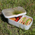 Lunch Box Food Container Snack Picnic Authentic Wood Strap Cutlery Open