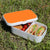 Lunch Box Food Container Snack Picnic Authentic Wood Strap Cutlery Orange