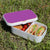 Lunch Box Food Container Snack Picnic Authentic Wood Strap Cutlery Purple