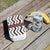 Lunch Box Food Container Picnic Authentic Wood Strap Cutlery Zigzag Blue Red
