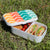 Lunch Box Food Container Picnic Authentic Wood Strap Cutlery Zigzag Colorful