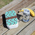 Lunch Box Food Container Picnic Authentic Wood Strap Cutlery Zigzag Turquoise